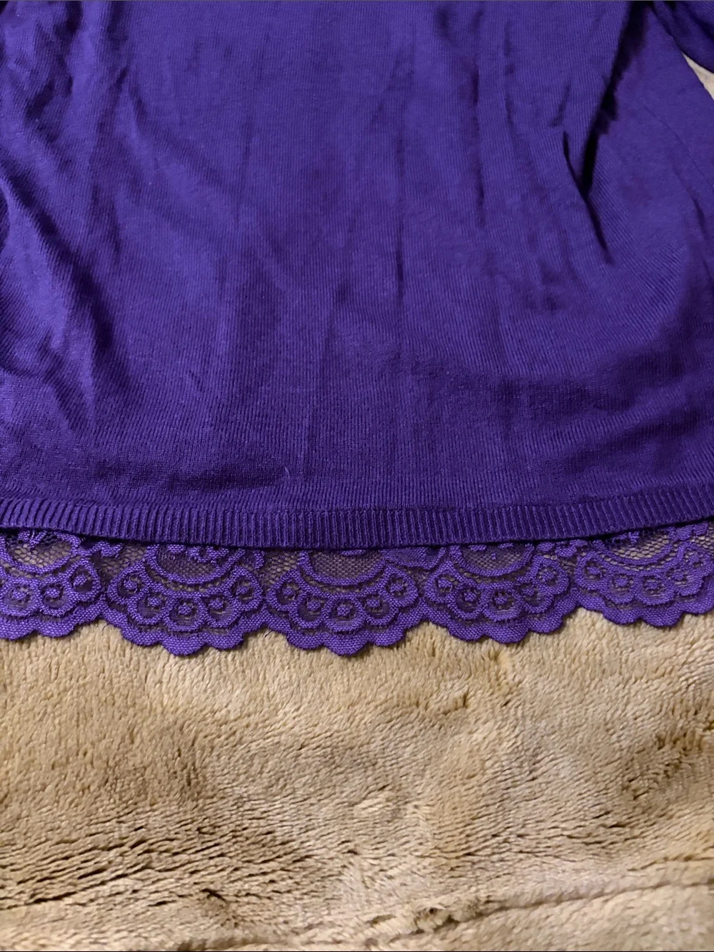 Torrid Dark Purple Lace-Hem Sweater NWT with lace shoulders and back size 0X
